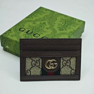 Gucci GG Supreme Brown and Green Card Holder